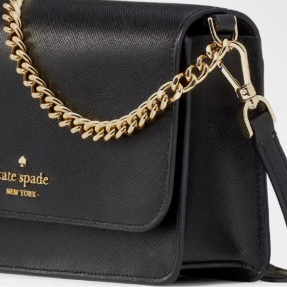 Kate Spade Madison Willow Mini Crossbody Black with Silver Chain NWT